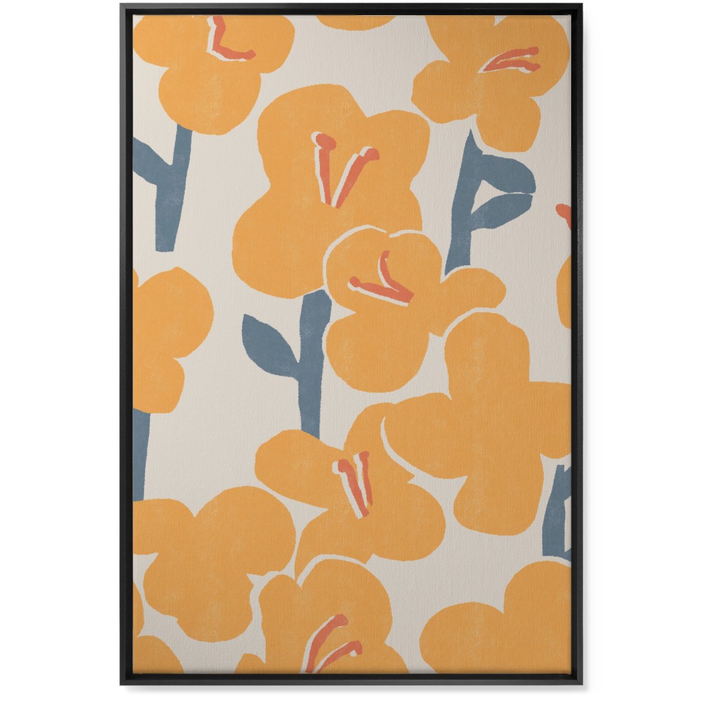 Field of Mod Flowers - Yellow Wall Art, Black, Single piece, Canvas, 24x36, Yellow, Classic Yellow