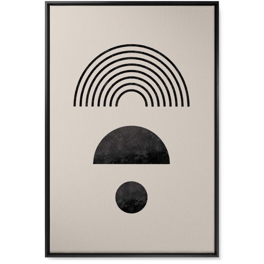 Minimal Rainbow and Geometric - Neutral Wall Art, Black, Single piece, Canvas, 24x36, Beige, Pearl