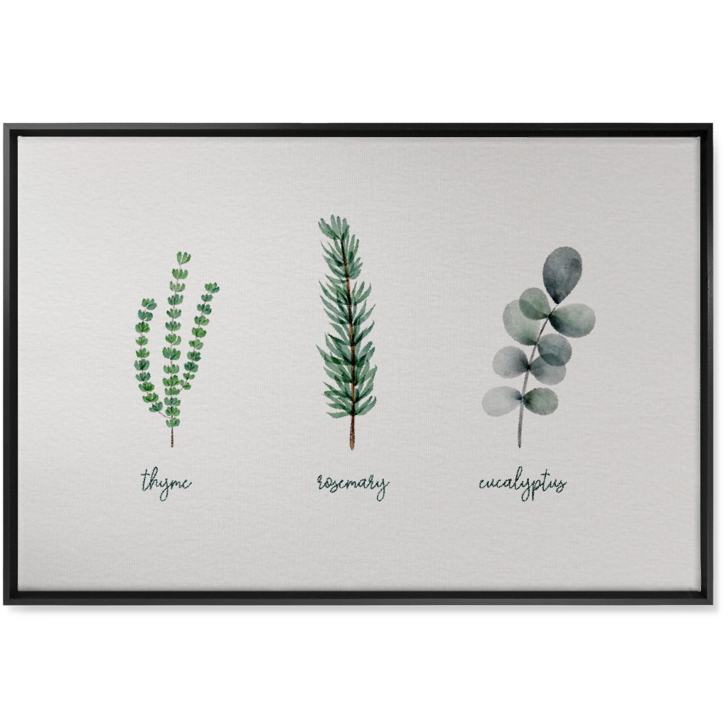 Watercolor Botanicals - Green Wall Art, Black, Single piece, Canvas, 24x36, Green