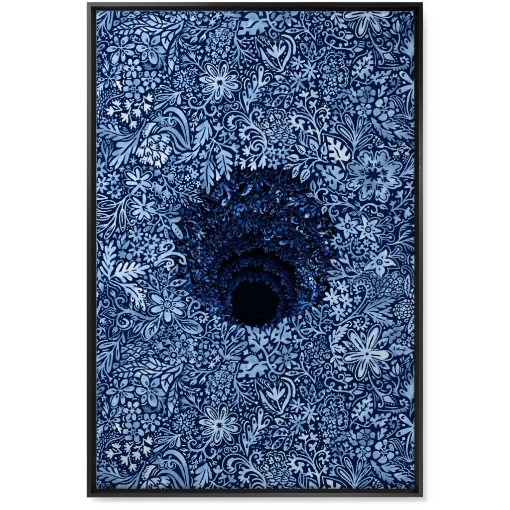 Deep Down Colorful Floral Abstract Wall Art, Black, Single piece, Canvas, 24x36, Blue