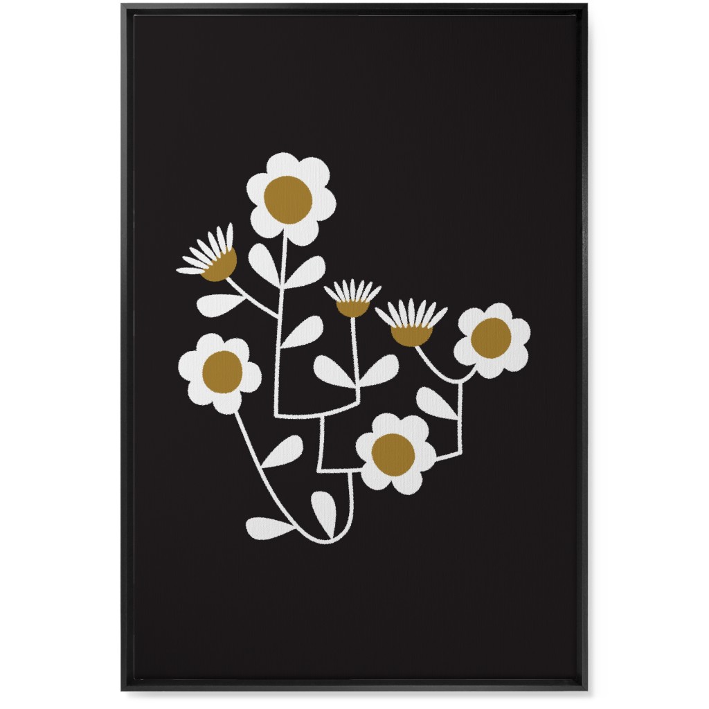 Mod Hanging Floral Wall Art, Black, Single piece, Canvas, 24x36, Black