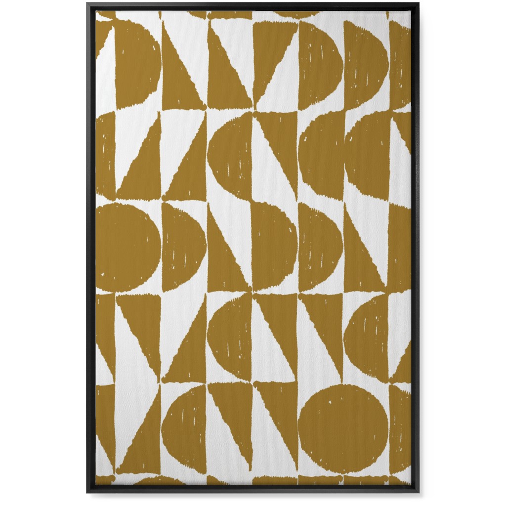 Mod Shapes Wall Art, Black, Single piece, Canvas, 24x36, Yellow, Golden