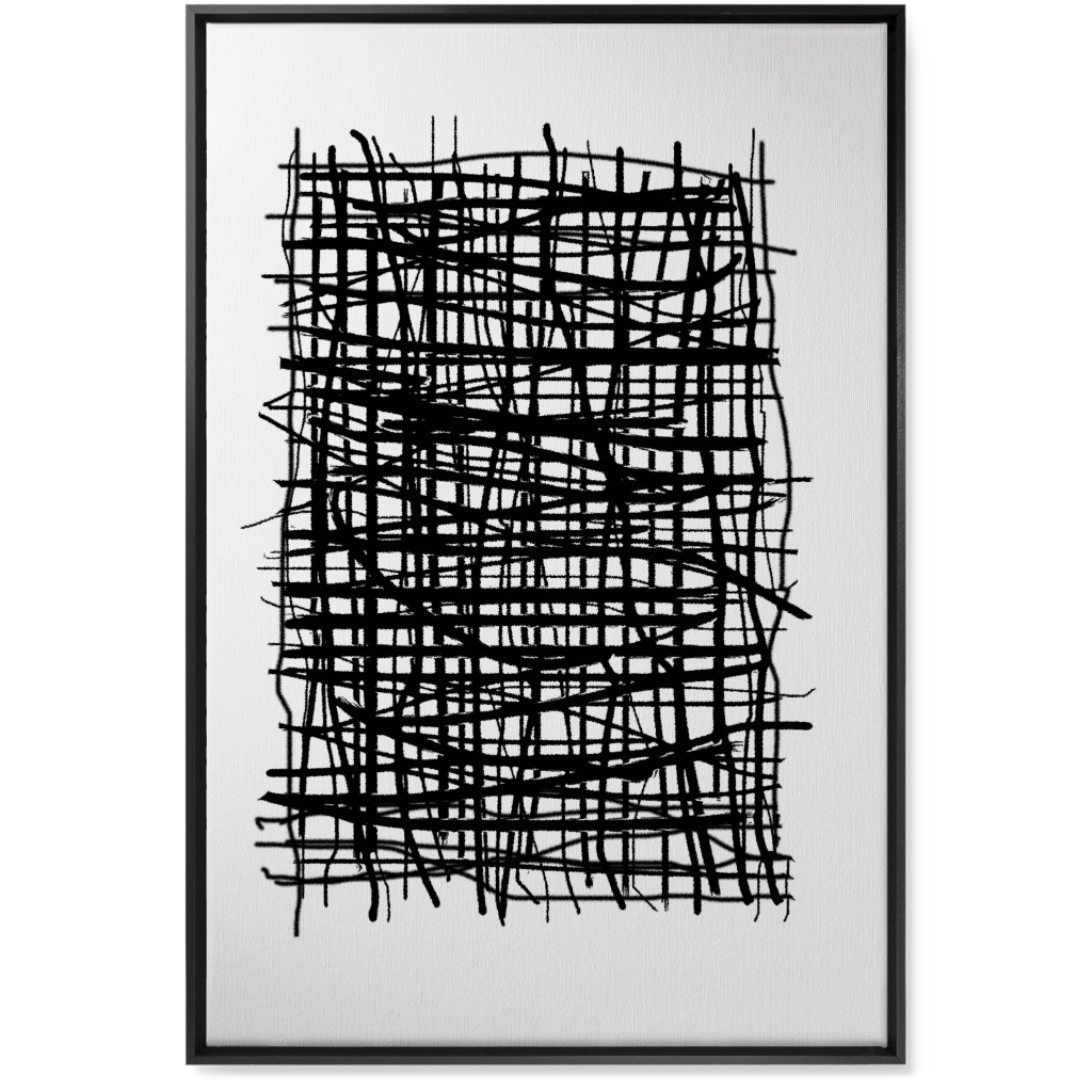 Woven Abstraction - Black on White Wall Art, Black, Single piece, Canvas, 24x36, Black