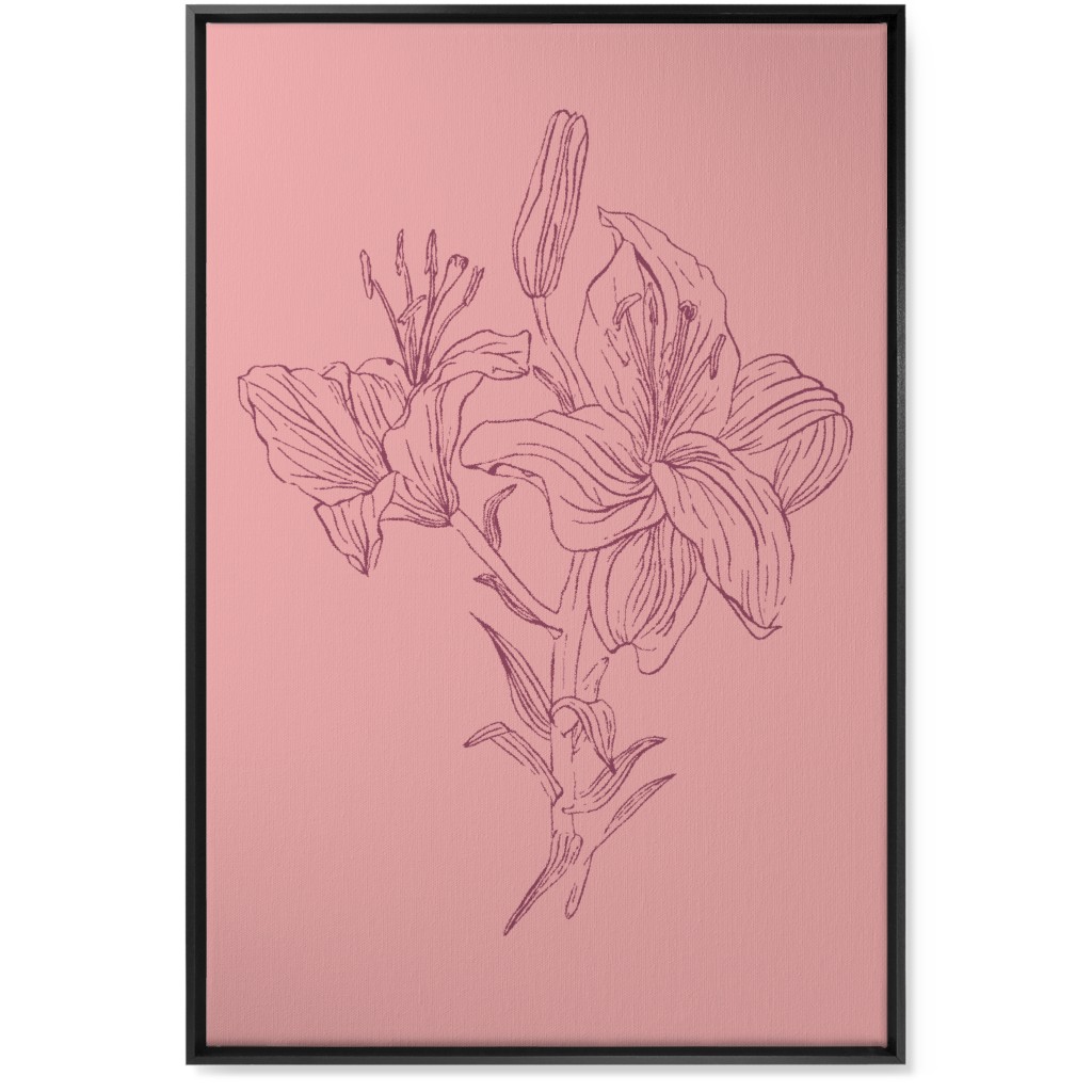 Lily - Pink Wall Art, Black, Single piece, Canvas, 24x36, Pink