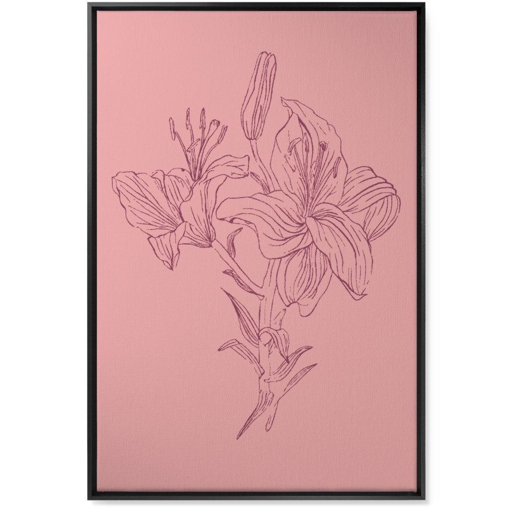 Lily - Pink Wall Art, Black, Single piece, Canvas, 24x36, Pink, Bright Pink