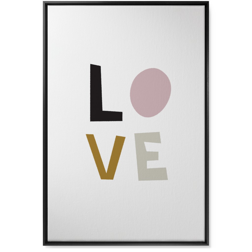 Love Typography - Neutral With Pink Wall Art, Black, Single piece, Canvas, 24x36, Multicolor