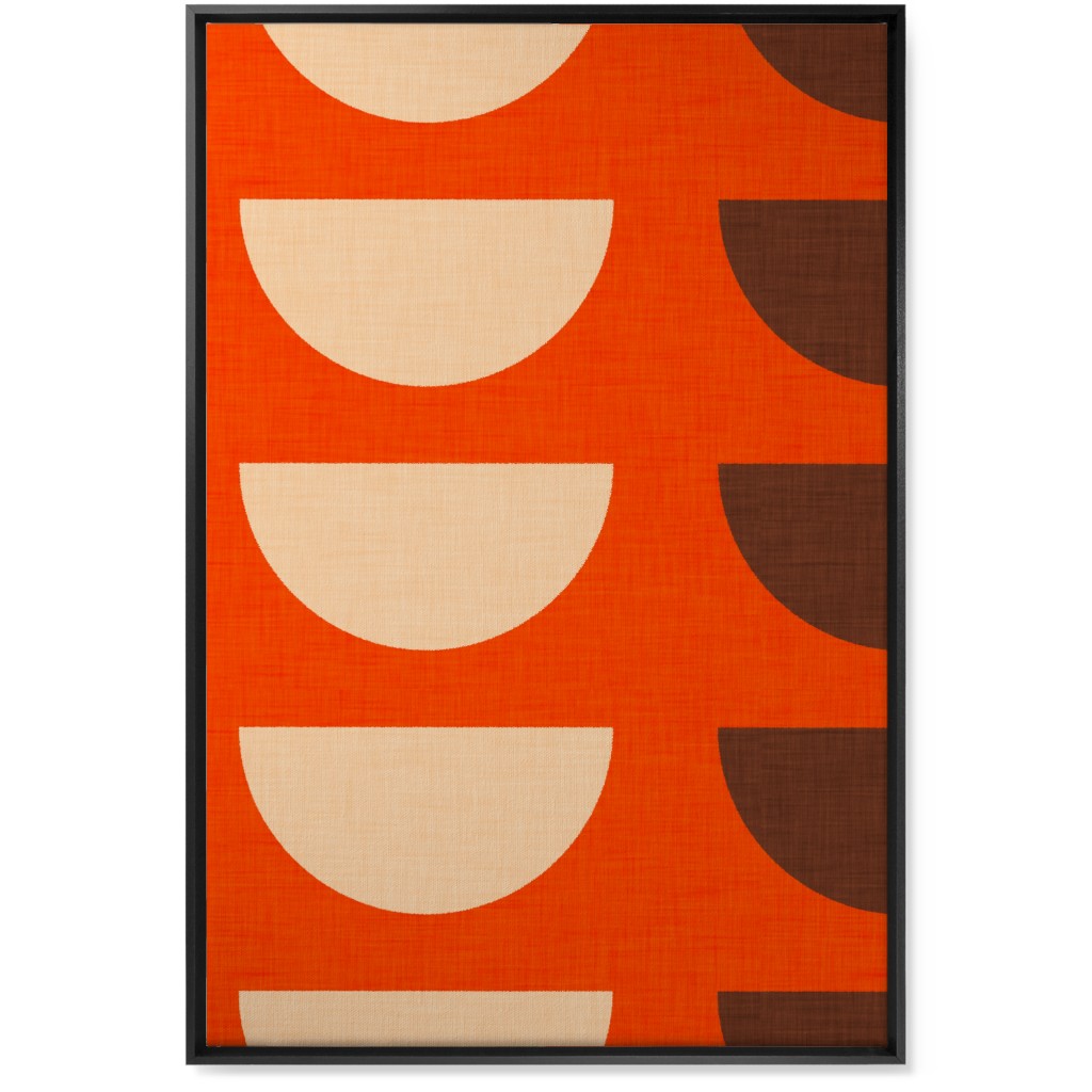 Half Moon Wall Art, Black, Single piece, Canvas, 24x36, Red, Coral