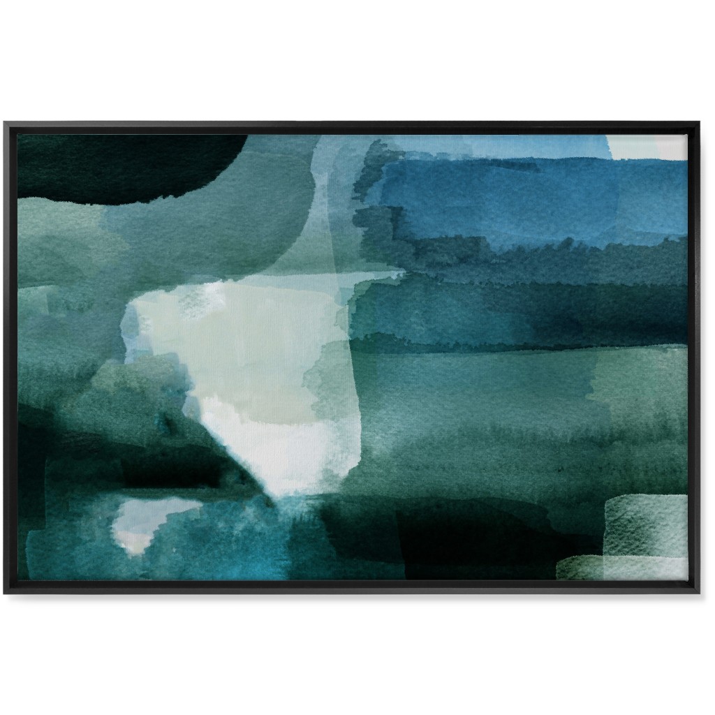 Abyss - Green and Blue Wall Art, Black, Single piece, Canvas, 24x36, Green