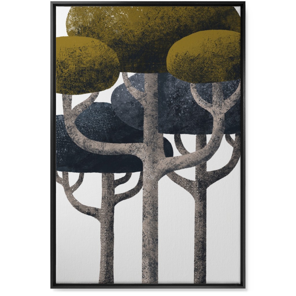 Tree Stand - Green and Black Wall Art, Black, Single piece, Canvas, 24x36, Multicolor