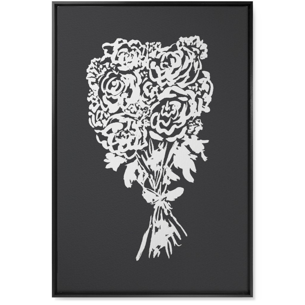 Summer Bouquet Wall Art, Black, Single piece, Canvas, 24x36, Gray