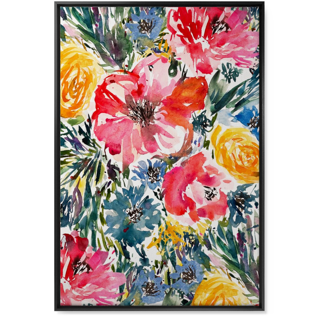 Blair Floral - Multi Wall Art, Black, Single piece, Canvas, 24x36, Multicolor