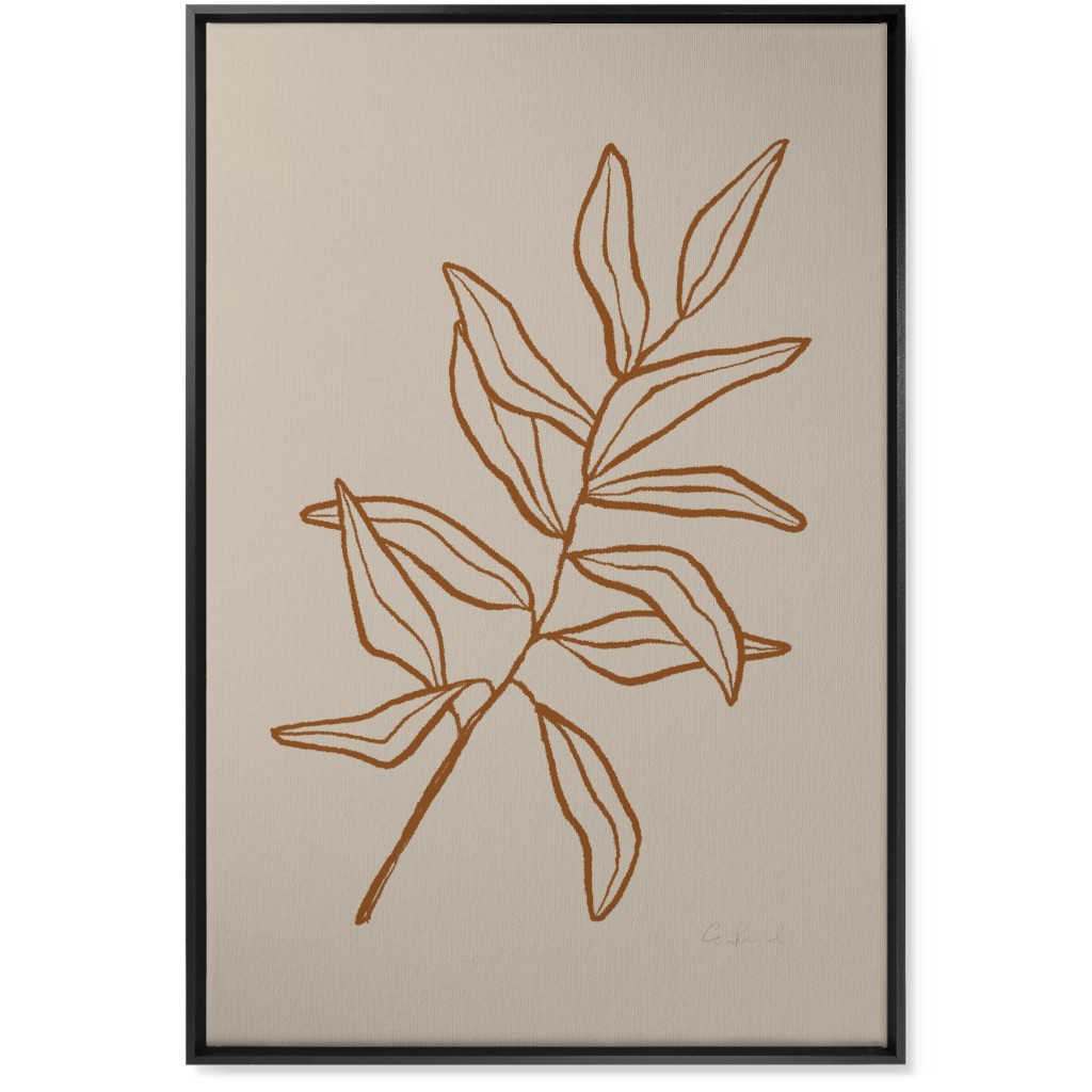 Botanical Eucalyptus Wall Art, Black, Single piece, Canvas, 24x36, Beige