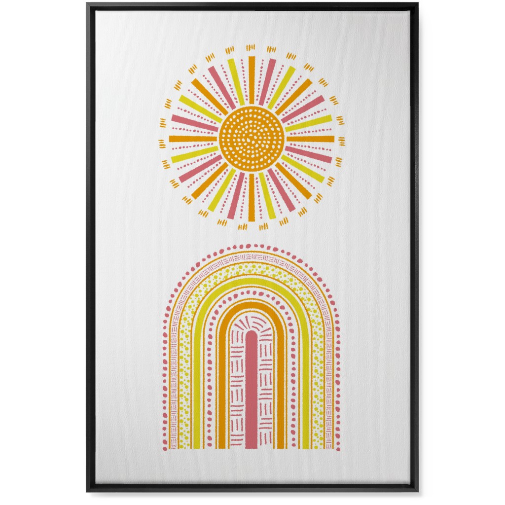 Boho Rainbow and Sun - Warm Wall Art, Black, Single piece, Canvas, 24x36, Multicolor