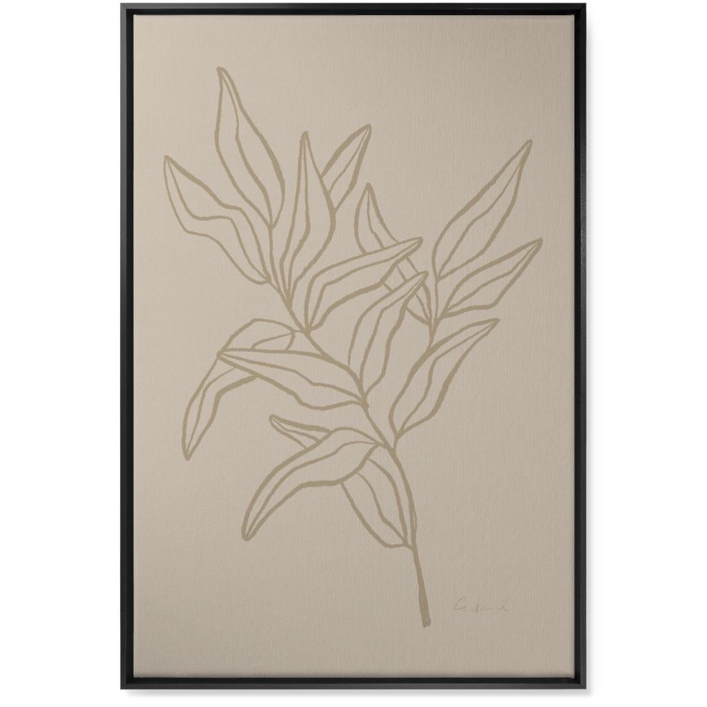 Botanical Eucalyptus Branch I Wall Art, Black, Single piece, Canvas, 24x36, Beige