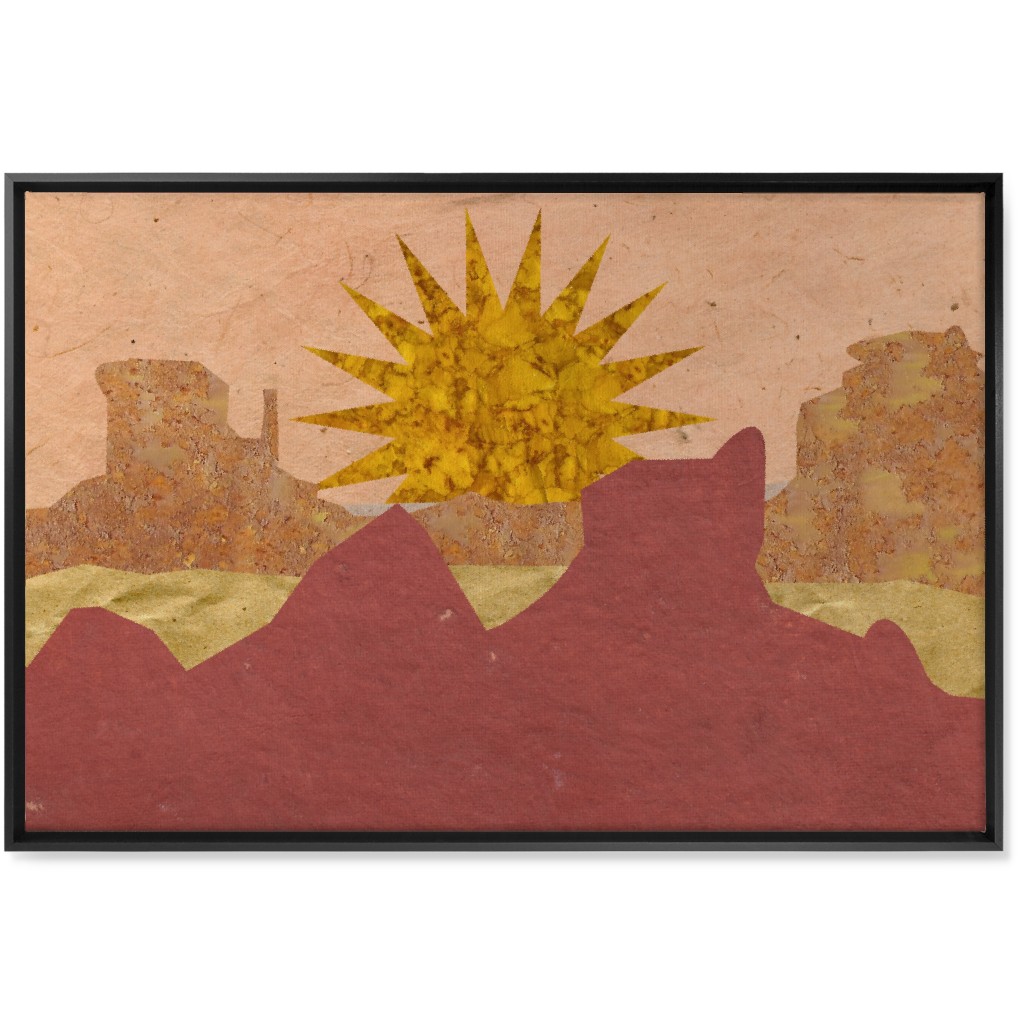 Textured Canyon Sunset - Warm Wall Art, Black, Single piece, Canvas, 24x36, Orange