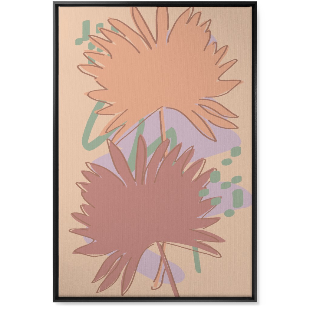 Modern Sabal Palm - Pink Wall Art, Black, Single piece, Canvas, 24x36, Orange
