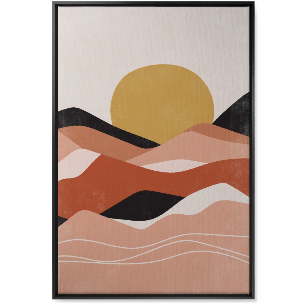 Earthen Hills - Terracotta Wall Art, Black, Single piece, Canvas, 24x36, Pink