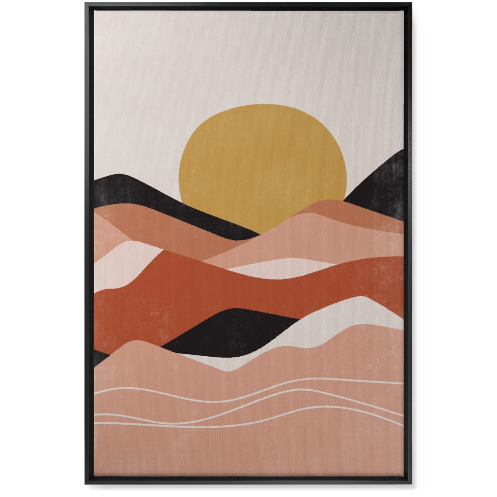 Earthen Hills - Terracotta Wall Art, Black, Single piece, Canvas, 24x36, Pink, Bright Pink