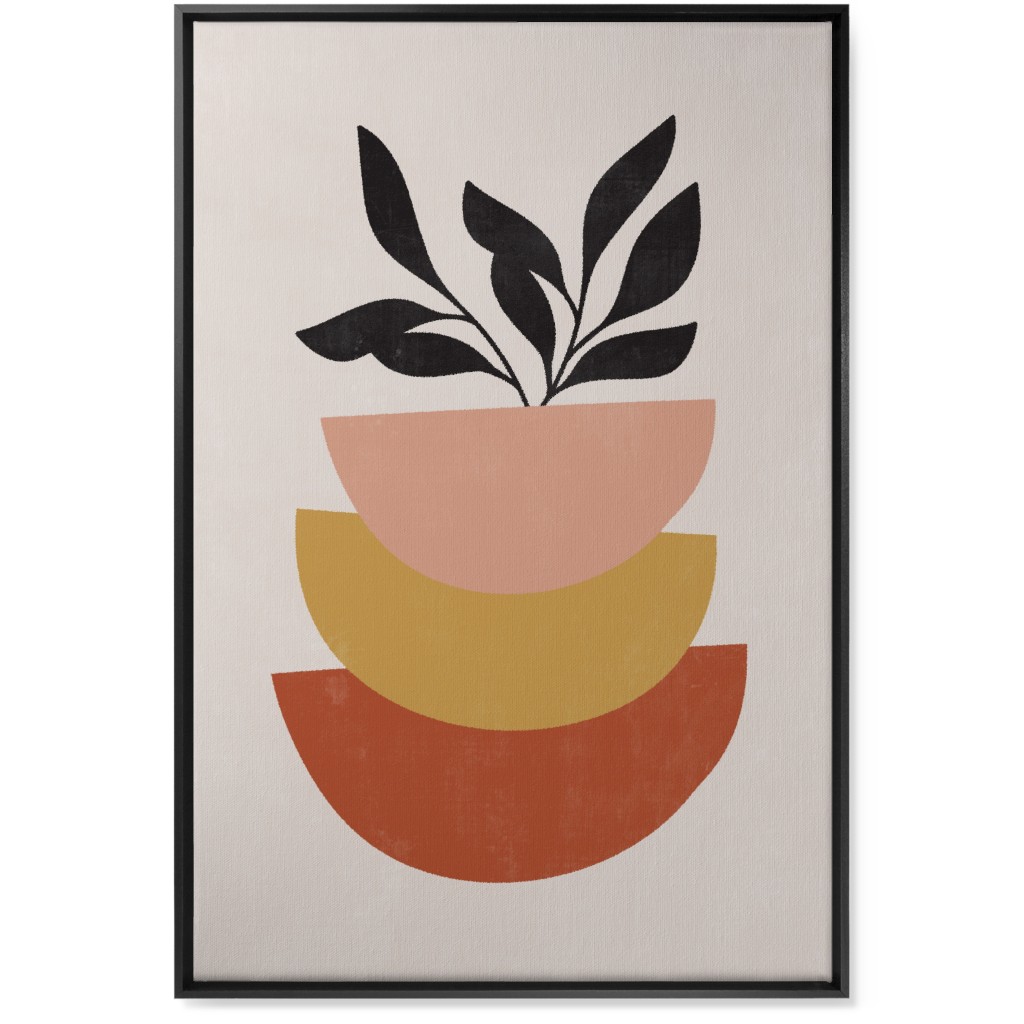 Earthen Plants - Terracotta Wall Art, Black, Single piece, Canvas, 24x36, Orange