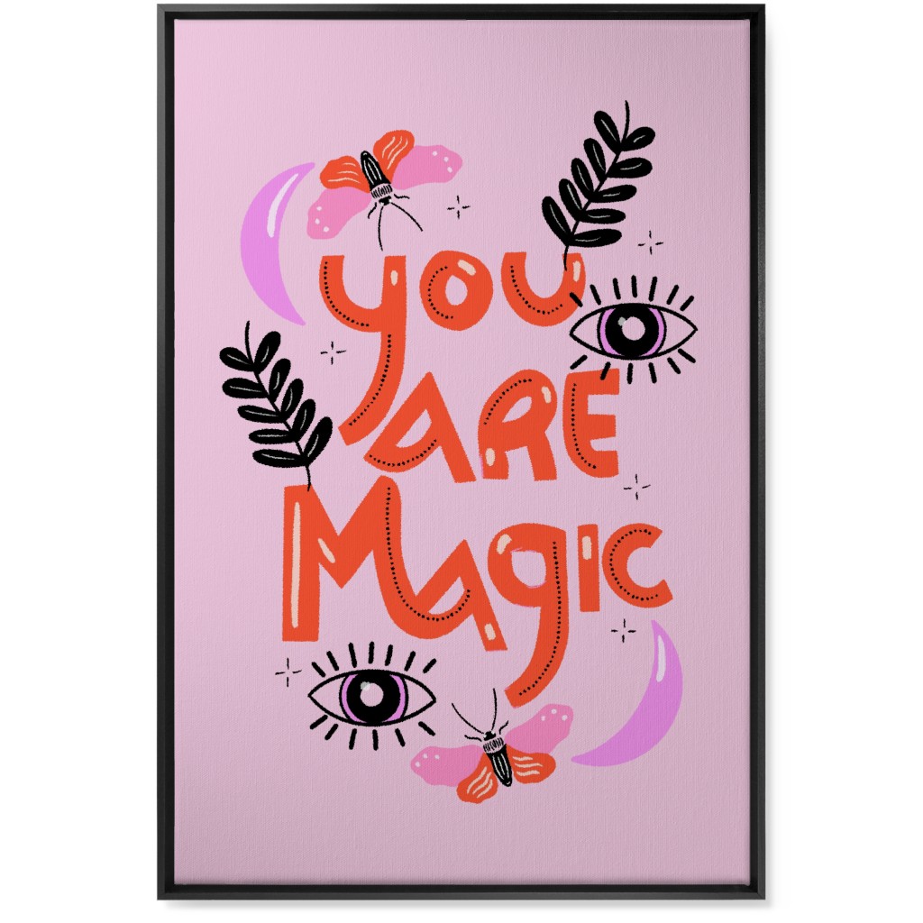 You Are Magin - Red and Pink Wall Art, Black, Single piece, Canvas, 24x36, Pink