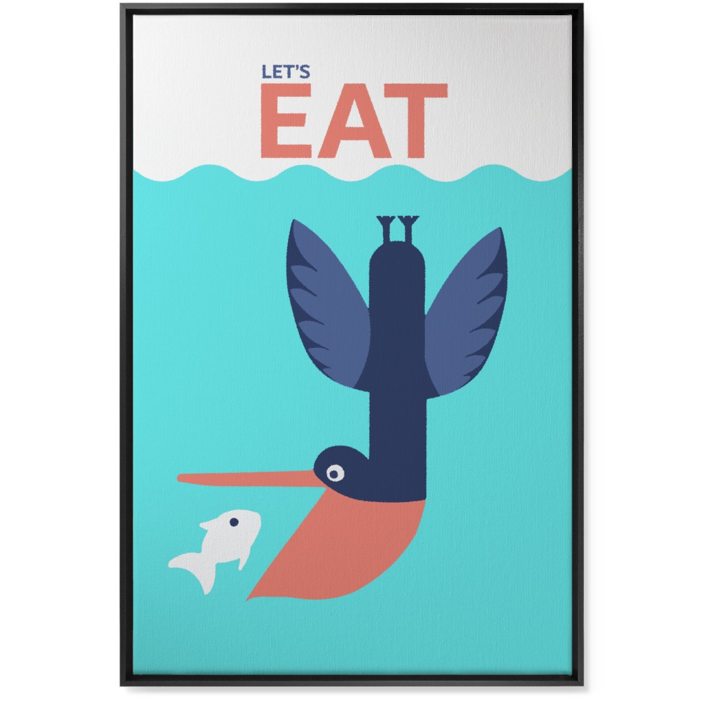Let's Eat - Blue Wall Art, Black, Single piece, Canvas, 24x36, Blue