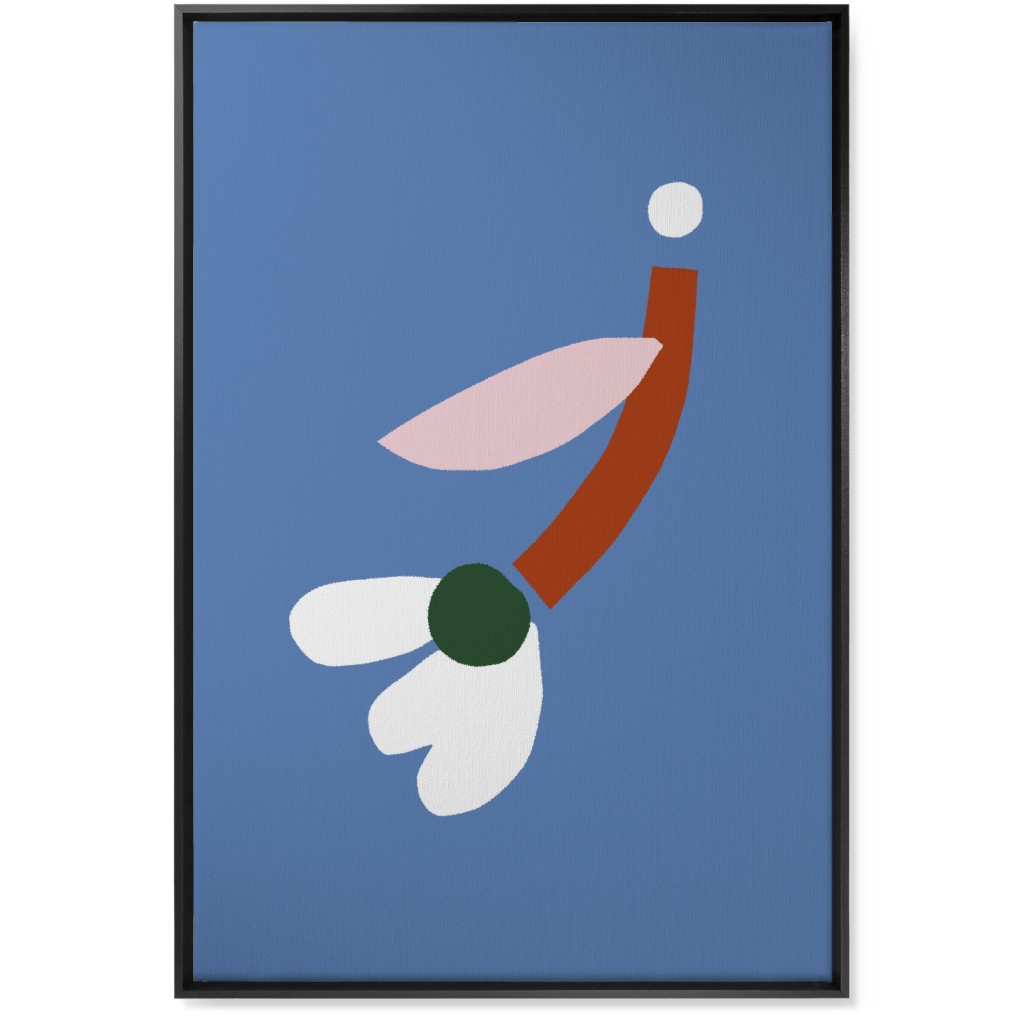 Flower - Multi on Blue Wall Art, Black, Single piece, Canvas, 24x36, Blue, True Blue