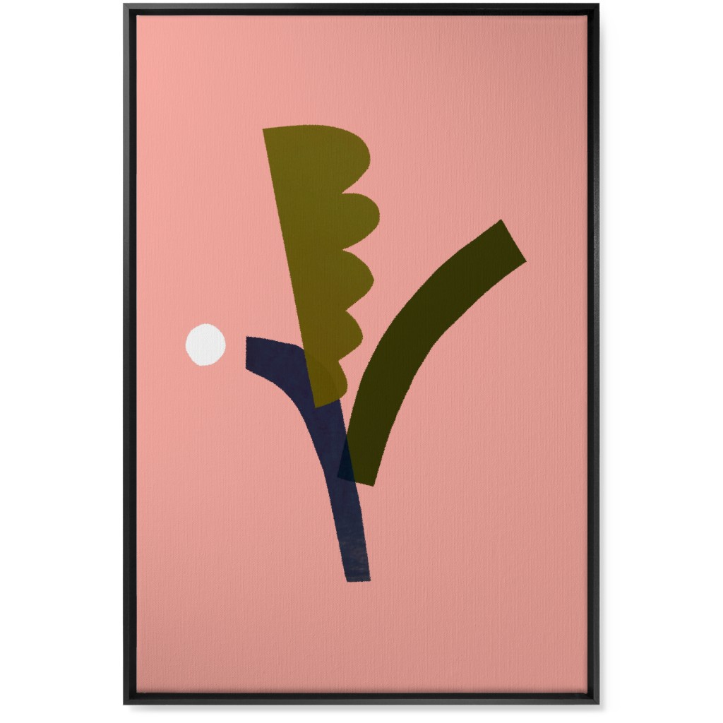 Leaves - Pink Wall Art, Black, Single piece, Canvas, 24x36, Pink