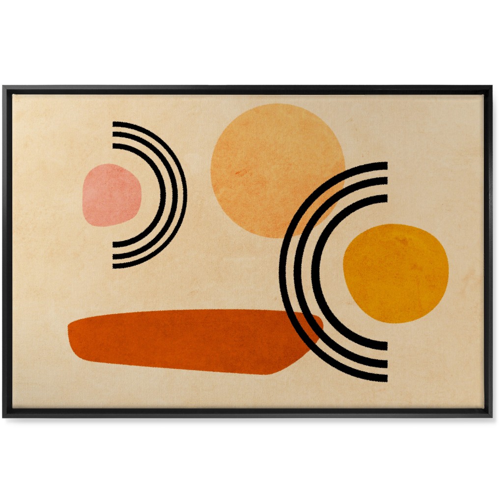 Cups & Saucers Abstract Wall Art, Black, Single piece, Canvas, 24x36, Orange, Creamsicle