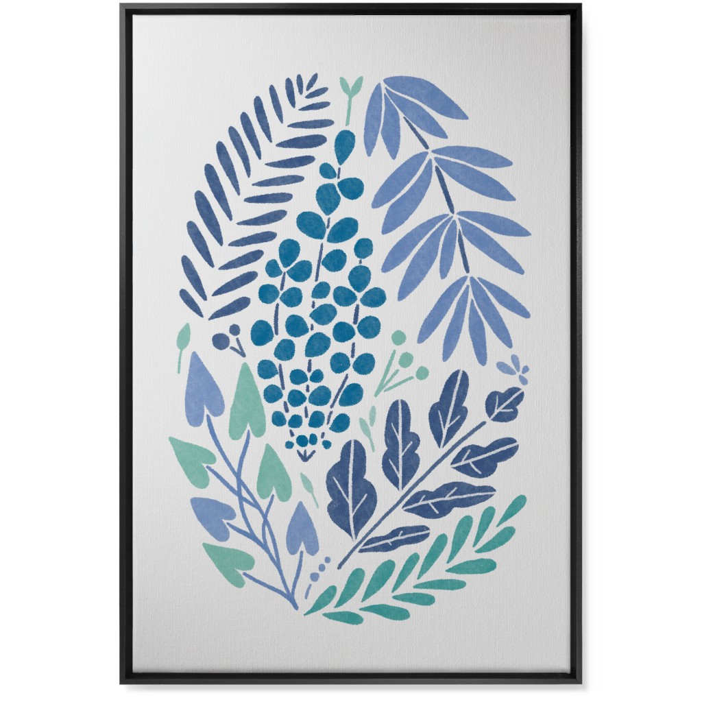 Botanical Composition Wall Art, Black, Single piece, Canvas, 24x36, Blue, Silver Lake