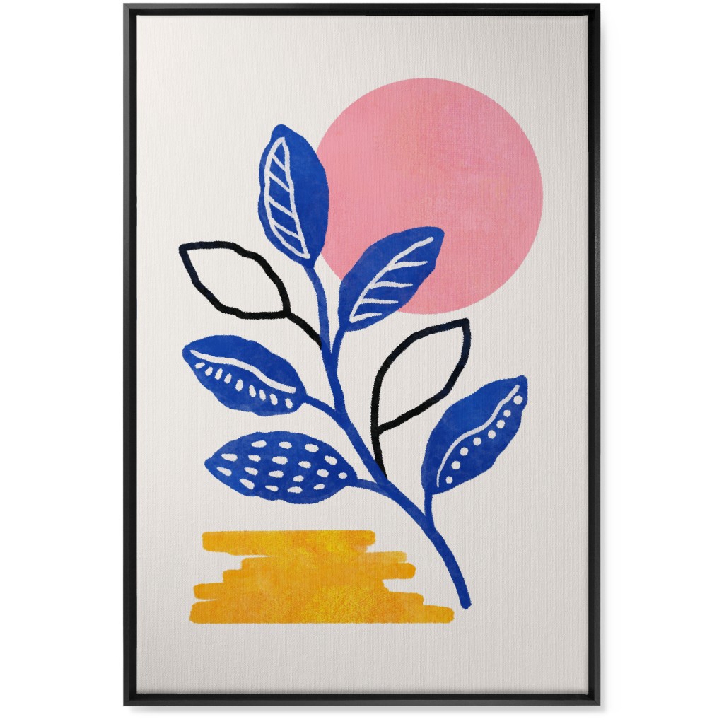 Leaves in the Moonlight Wall Art, Black, Single piece, Canvas, 24x36, Multicolor, Royal