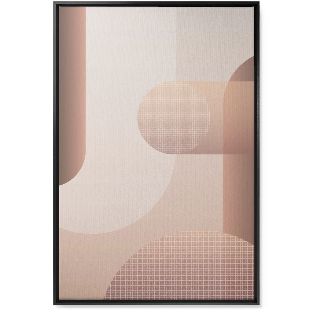 Geometric Curves - Neutral Wall Art, Black, Single piece, Canvas, 24x36, Pink