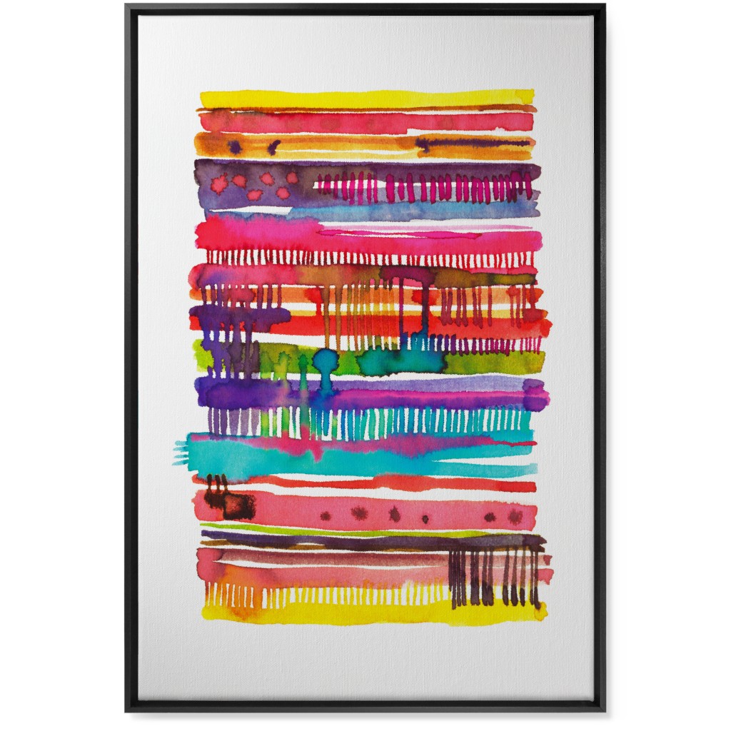 Watercolor Irregular Vainica Stripes - Multi Wall Art, Black, Single piece, Canvas, 24x36, Multicolor