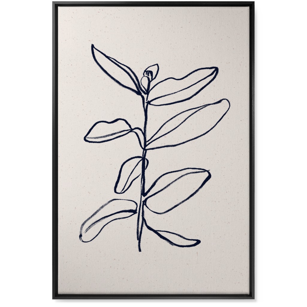 Plant Line Art - Neutral Wall Art, Black, Single piece, Canvas, 24x36, Beige, Pearl