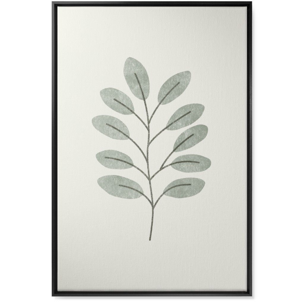 Botanical Greenery - Green Wall Art, Black, Single piece, Canvas, 24x36, Gray
