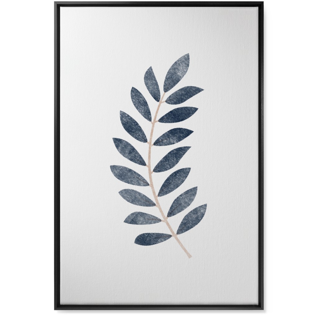 Botanical Leaf Ii Wall Art, Black, Single piece, Canvas, 24x36, Blue