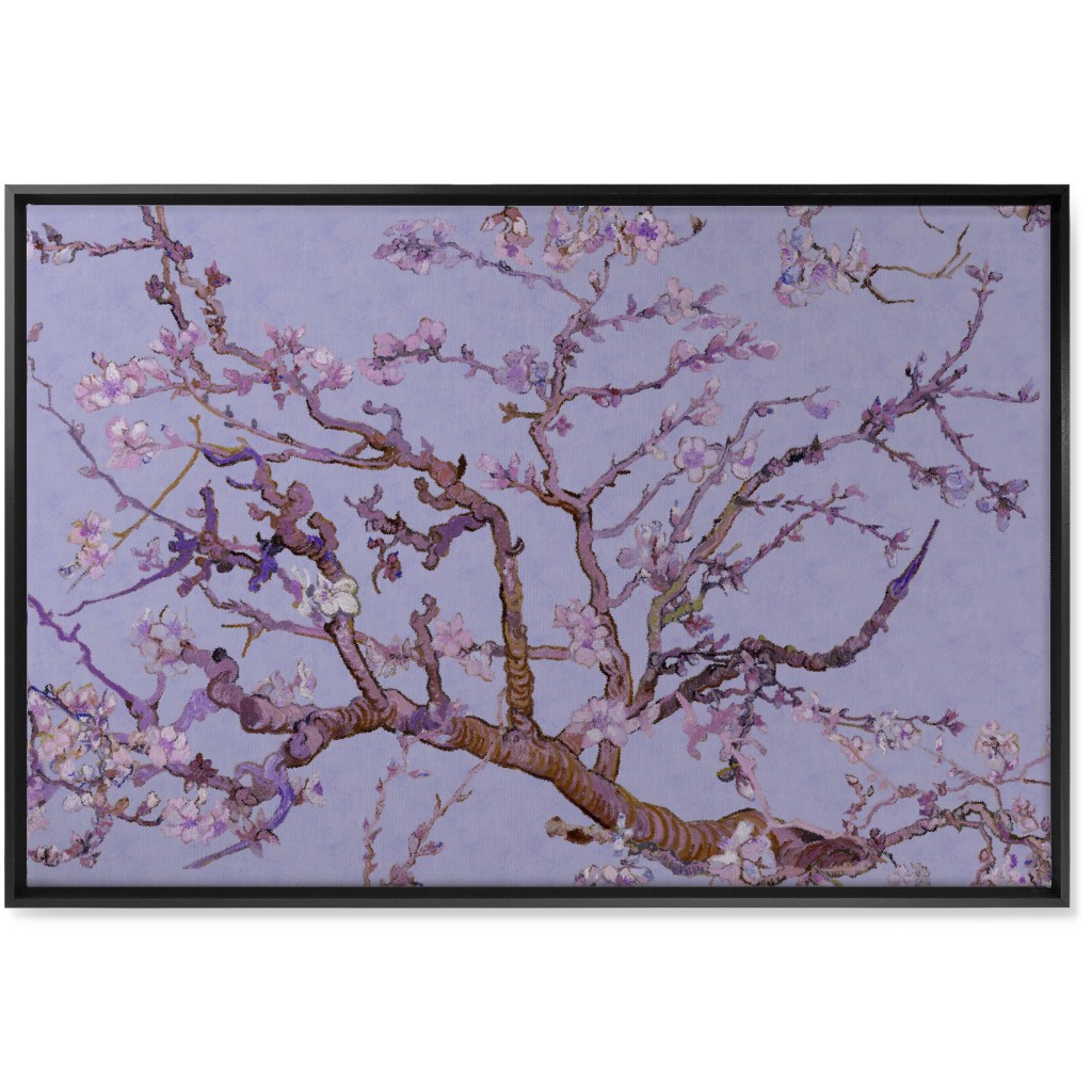 Almond Blossom - Purple Wall Art, Black, Single piece, Canvas, 24x36, Purple