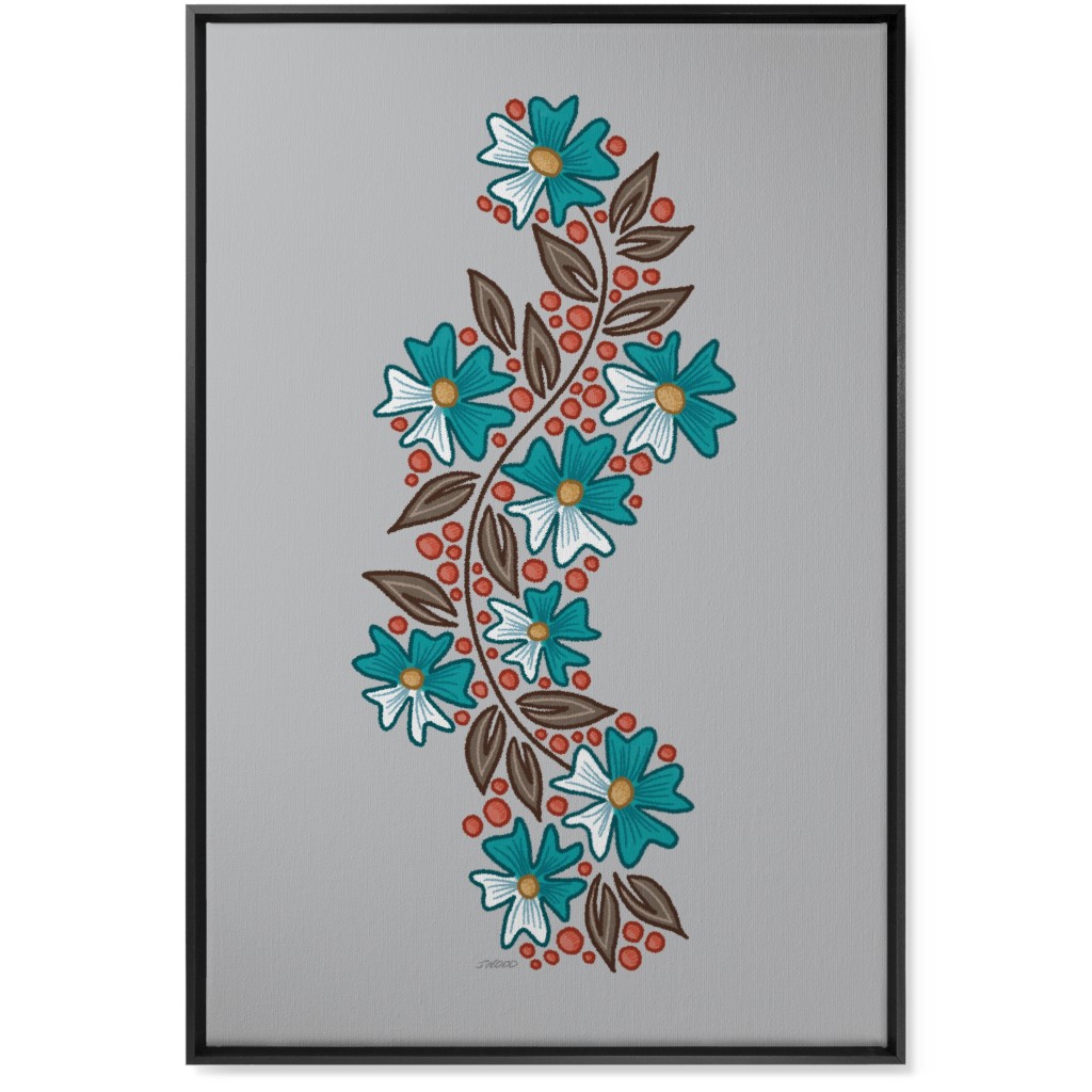 Floral Swish - Multi Wall Art, Black, Single piece, Canvas, 24x36, Gray