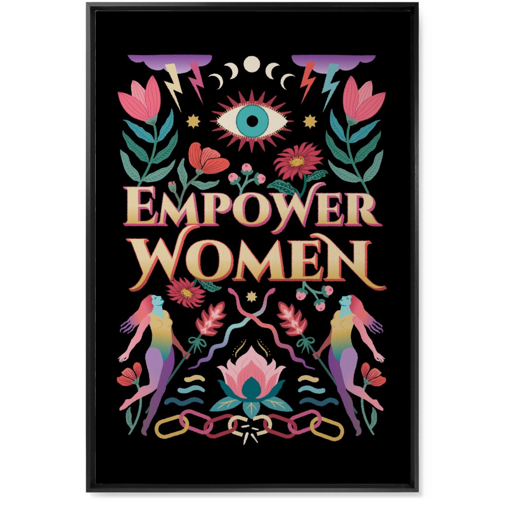 Empower - Multi on Black Wall Art, Black, Single piece, Canvas, 24x36, Black, Black