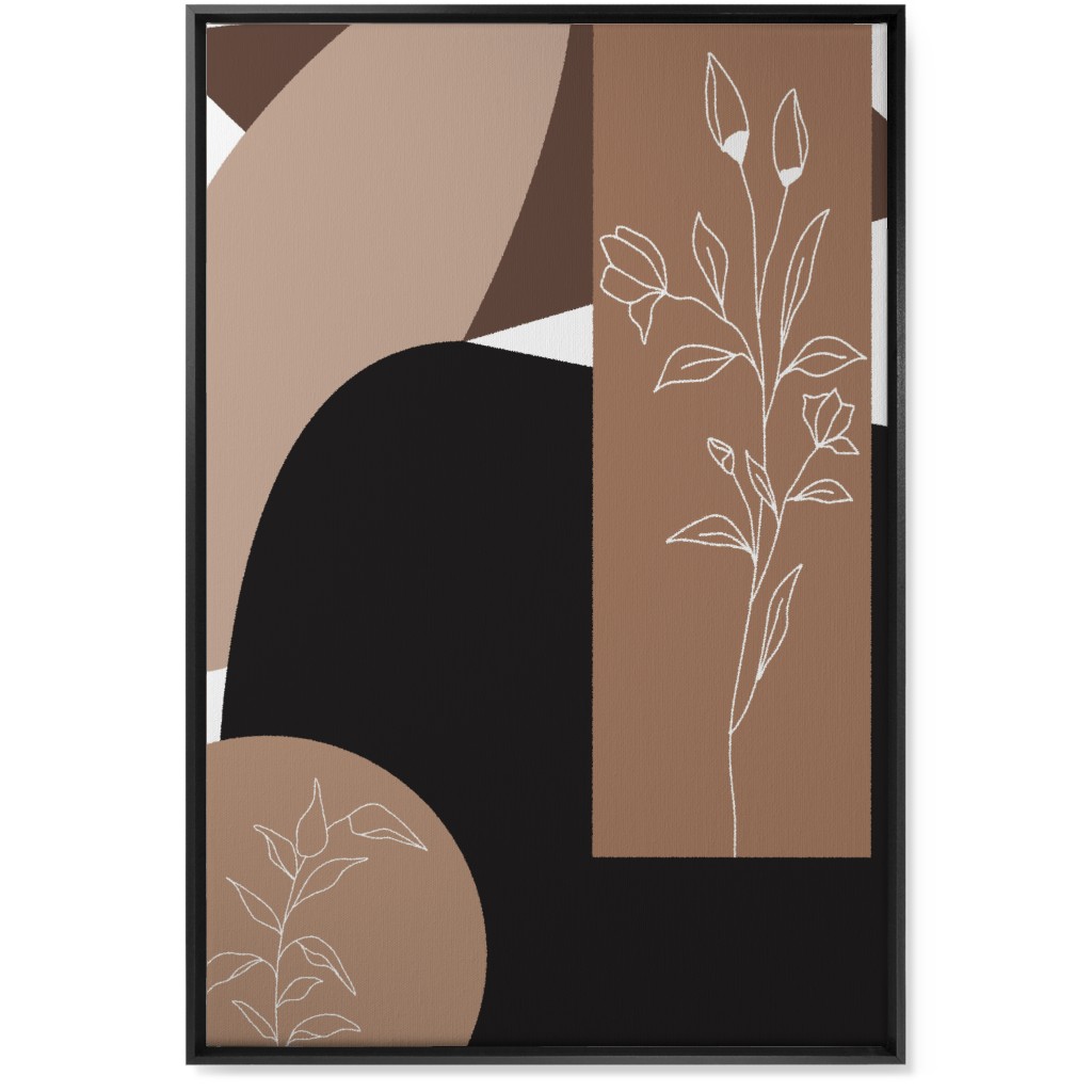 Botanical Abstract - Neutral Wall Art, Black, Single piece, Canvas, 24x36, Beige