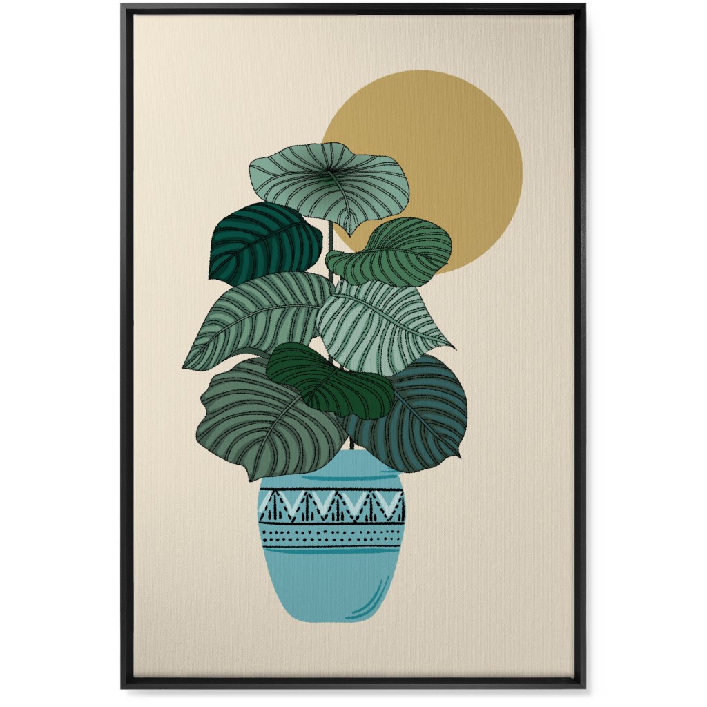 Calla - Green and Beige Wall Art, Black, Single piece, Canvas, 24x36, Green, Classic Green