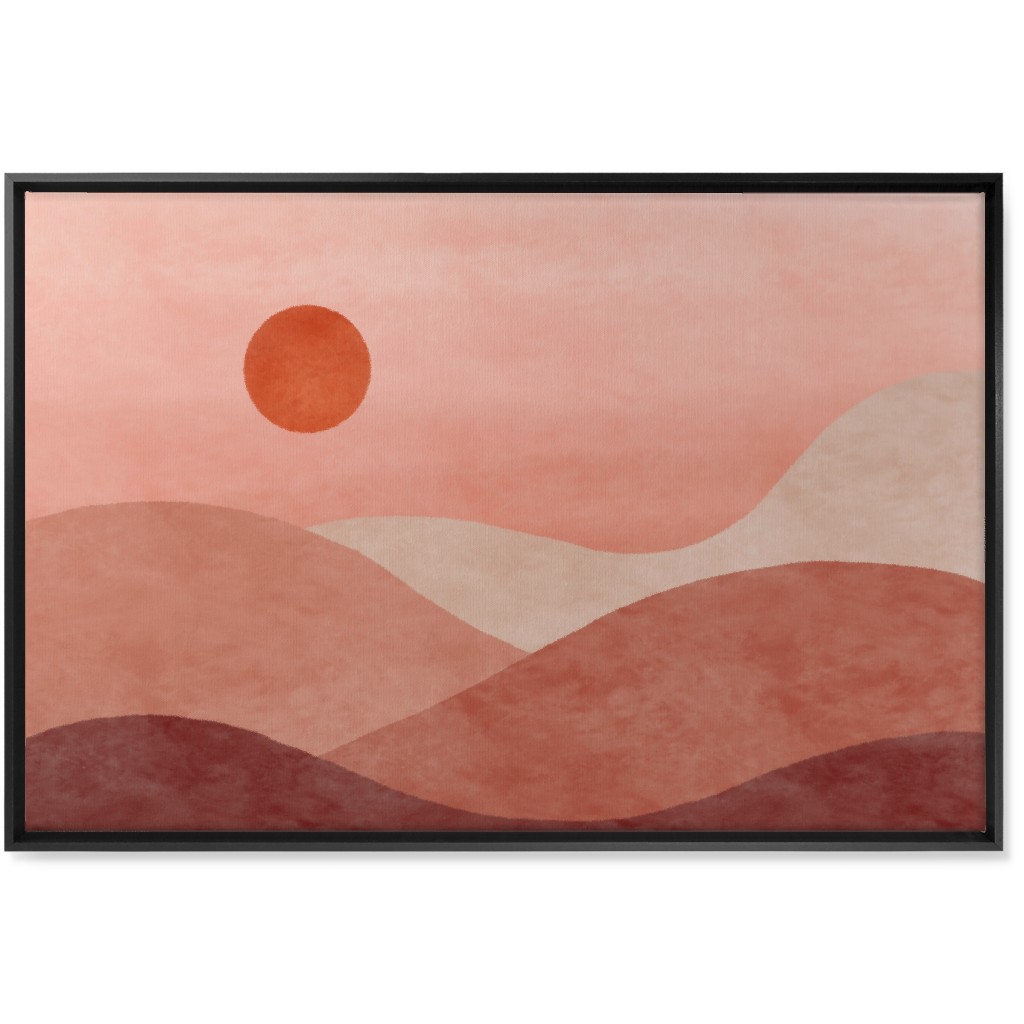 a Desert Sunset - Neutral Wall Art, Black, Single piece, Canvas, 24x36, Pink