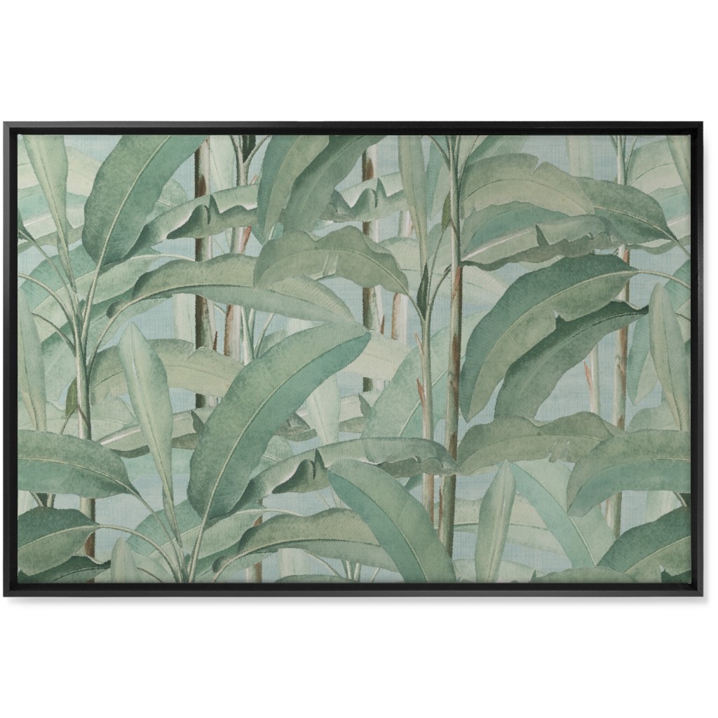 Lush Tropical Leaves Wall Art, Black, Single piece, Canvas, 24x36, Green, Classic Green