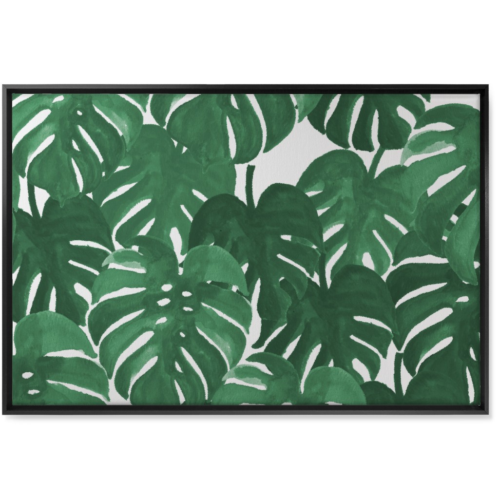 Tropical Palms - Green Wall Art, Black, Single piece, Canvas, 24x36, Green