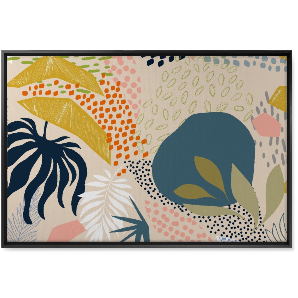 Tropical Foliage - Multi Wall Art, Black, Single piece, Canvas, 24x36, Multicolor