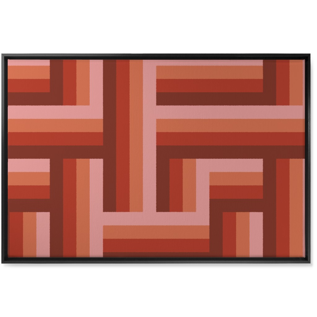 Retro Lattice - Mauve Multi Wall Art, Black, Single piece, Canvas, 24x36, Red, Red