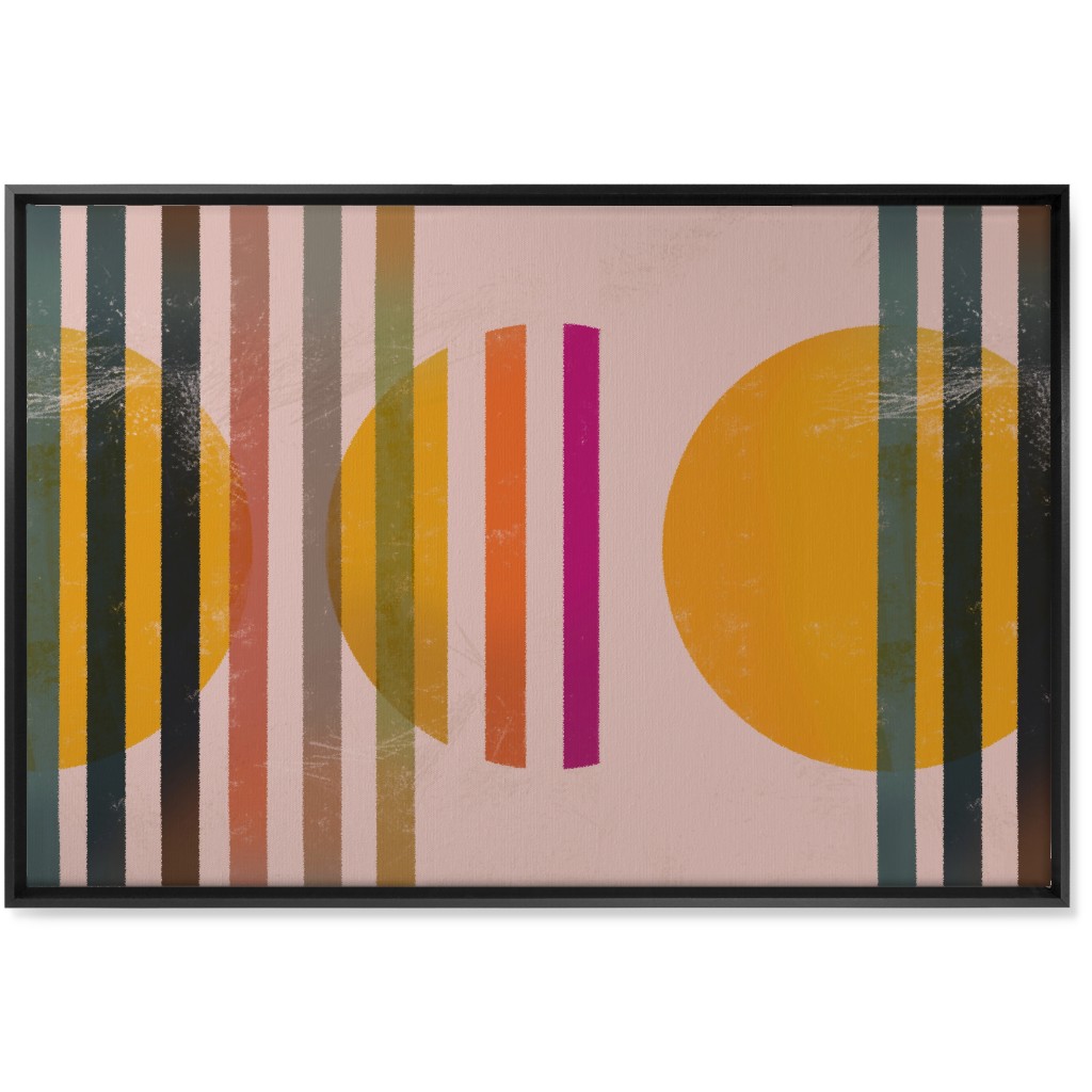 Abstract Cali Sunset - Multi on Pink Wall Art, Black, Single piece, Canvas, 24x36, Multicolor