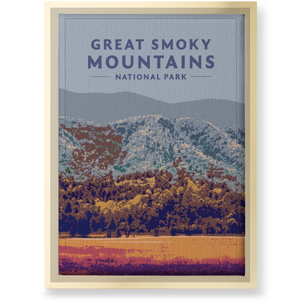Great Smoky Mountains Wall Art, Gold, Single piece, Canvas, 10x14, Blue