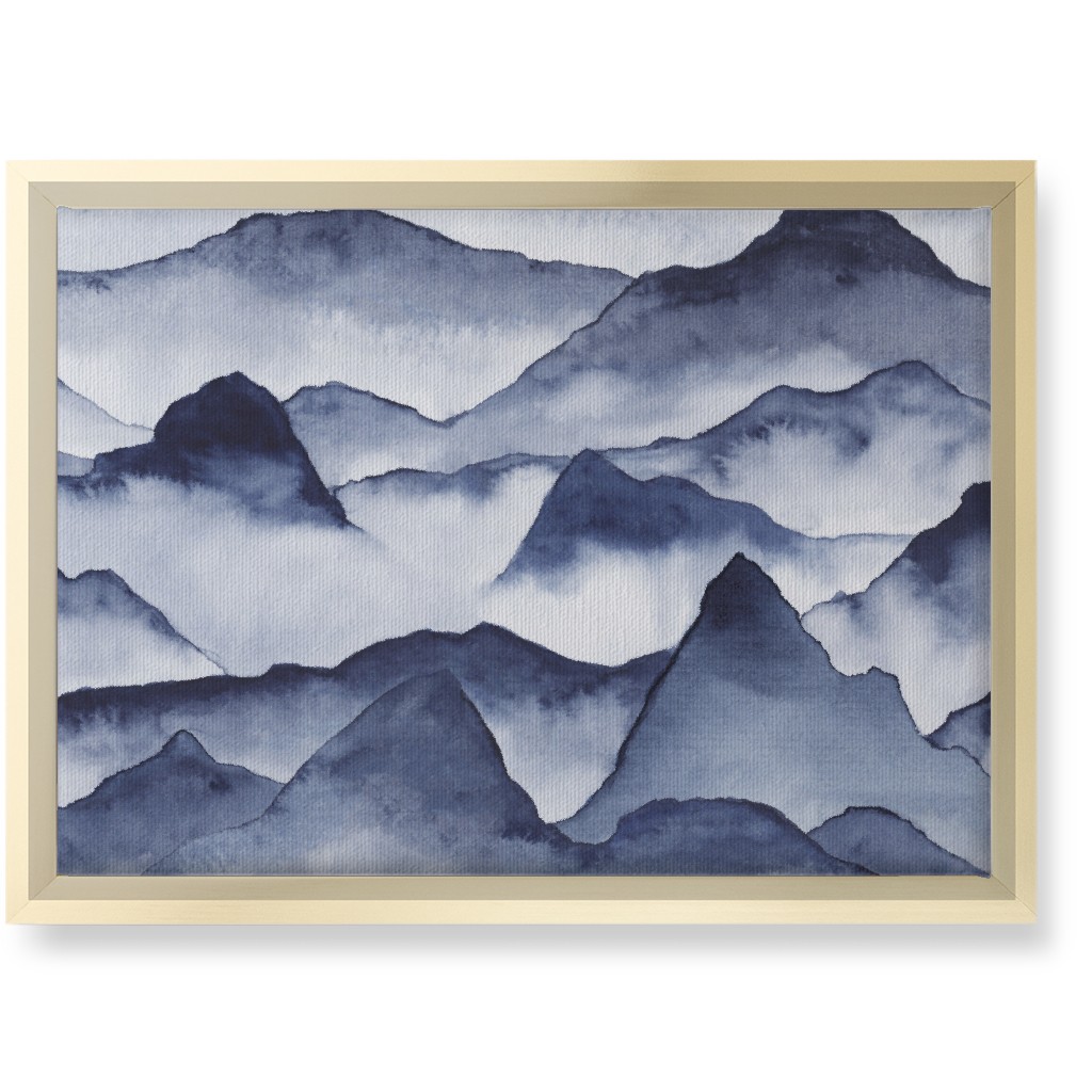 Watercolor Mountains - Blue Wall Art, Gold, Single piece, Canvas, 10x14, Blue