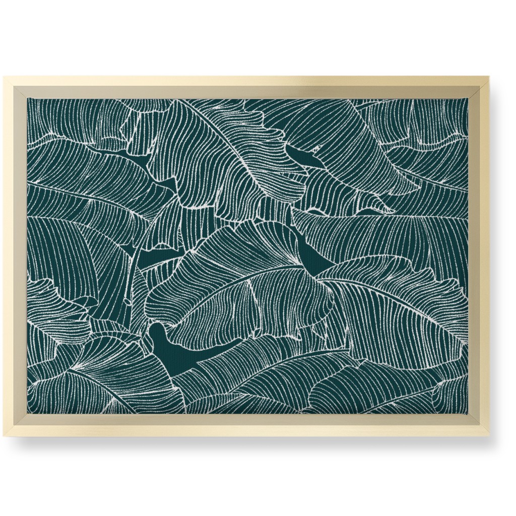 Banana Leaf - Teal Wall Art, Gold, Single piece, Canvas, 10x14, Green, Classic Green
