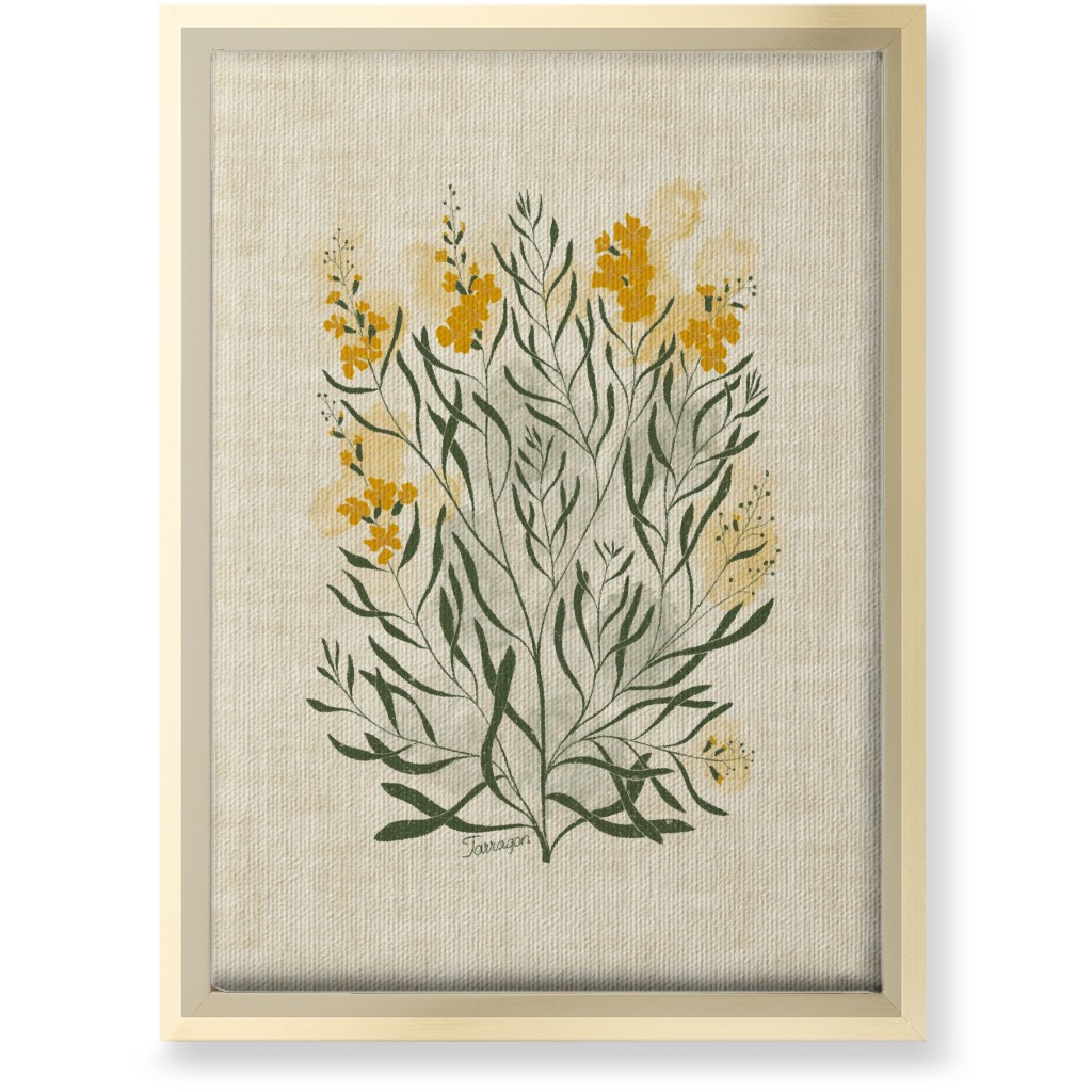 Tarragon - Botanical Illustration Wall Art, Gold, Single piece, Canvas, 10x14, Beige, Pearl